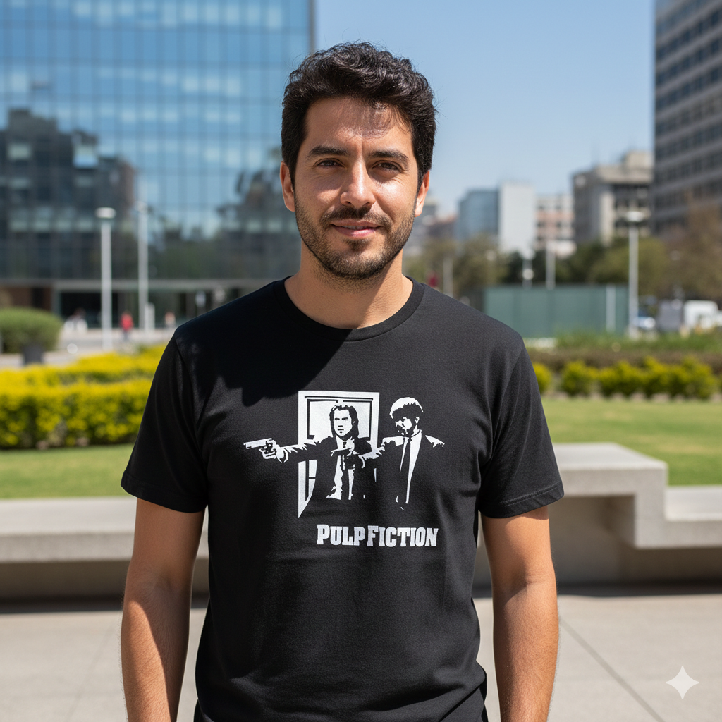 Polera Negra Pulp Fiction Estampada 100% Algodón Estilo Cine-2