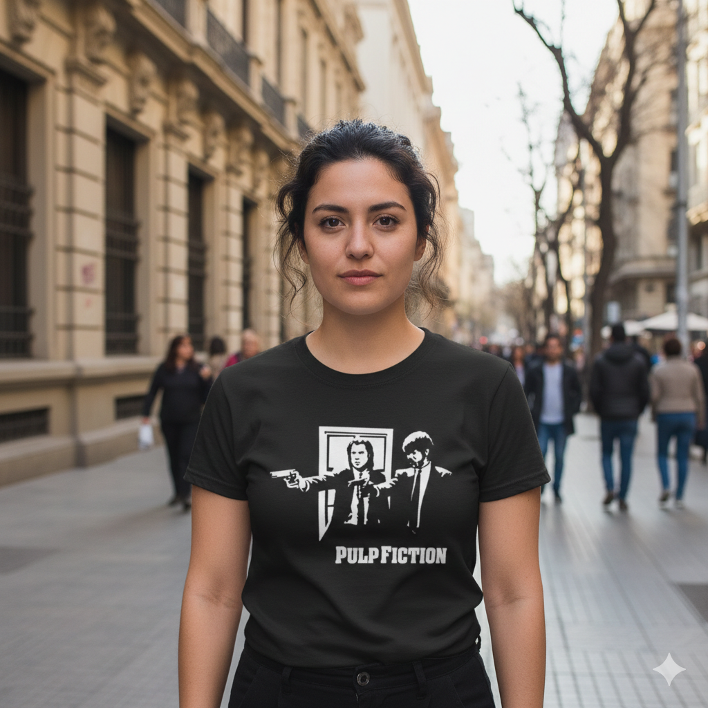 Polera Negra Pulp Fiction Estampada 100% Algodón Estilo Cine-3