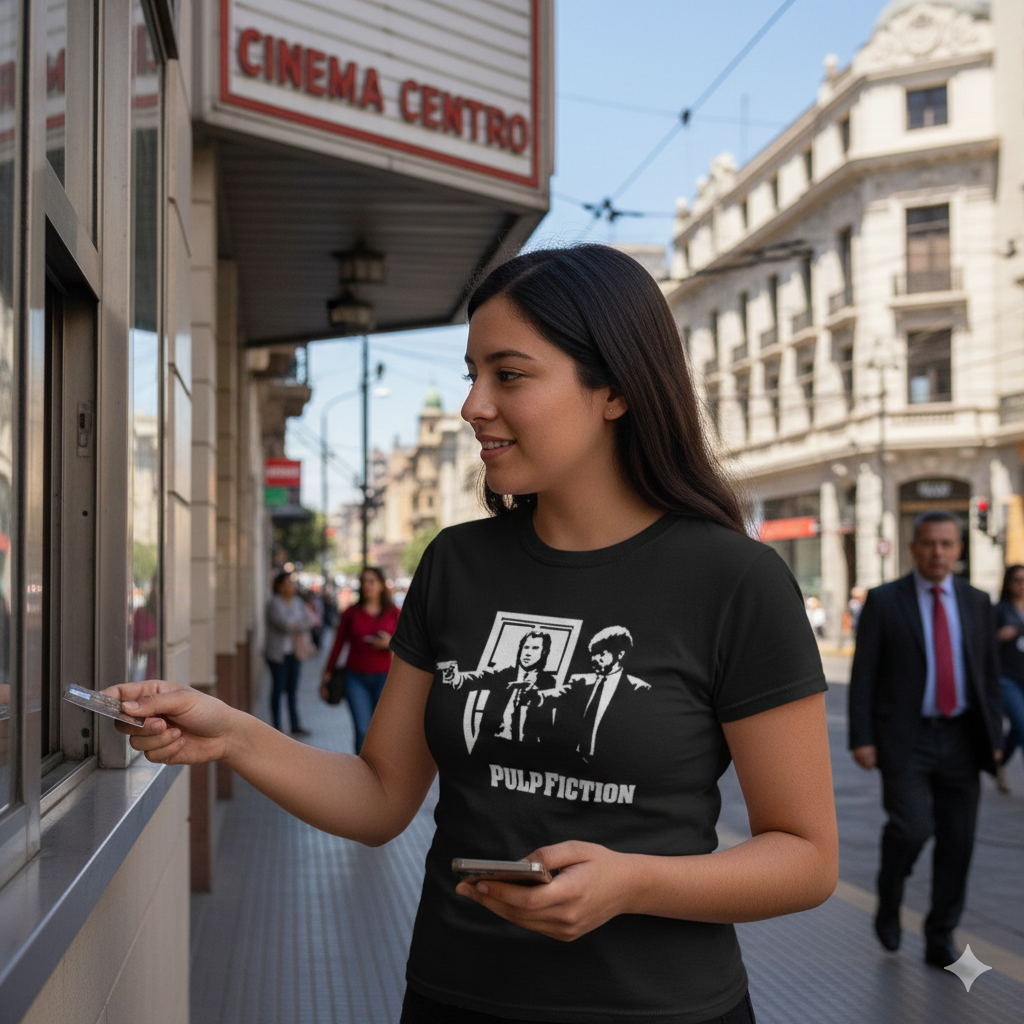 Polera Negra Pulp Fiction Estampada 100% Algodón Estilo Cine-5