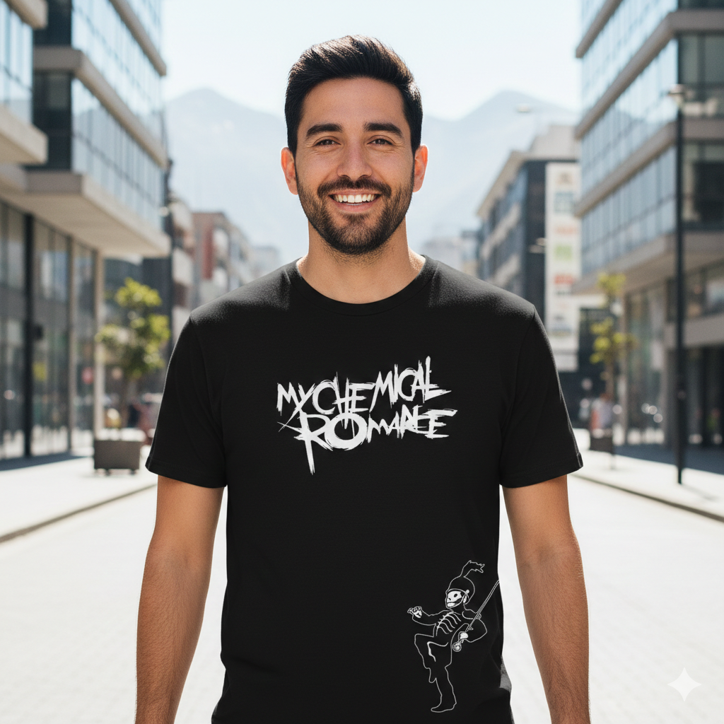 Polera Negra My Chemical Romance Welcome to the Black Parade Estampada 100% Algodón Estilo Rock-2