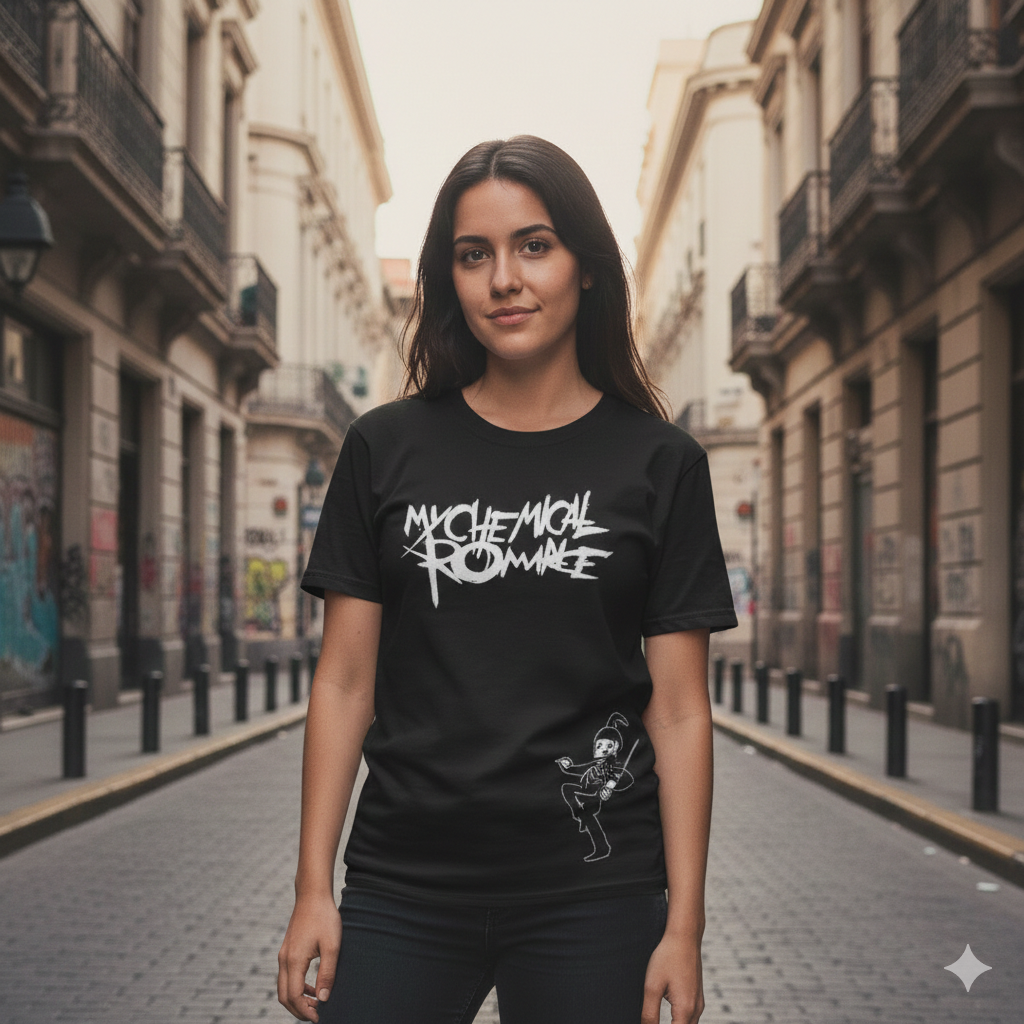 Polera Negra My Chemical Romance Welcome to the Black Parade Estampada 100% Algodón Estilo Rock-3