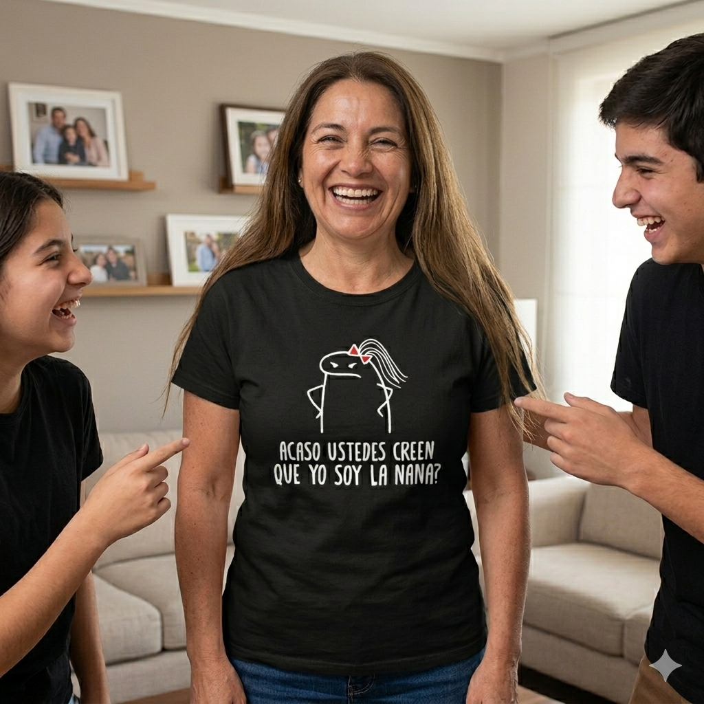 Polera Negra Acaso Ustedes Creen Que Yo Soy La Nana Estampada 100% Algodón Estilo Mamá-4