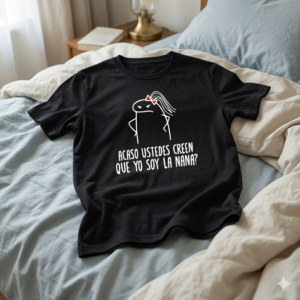 Polera Negra Acaso Ustedes Creen Que Yo Soy La Nana Estampada 100% Algodón Estilo Mamá-5