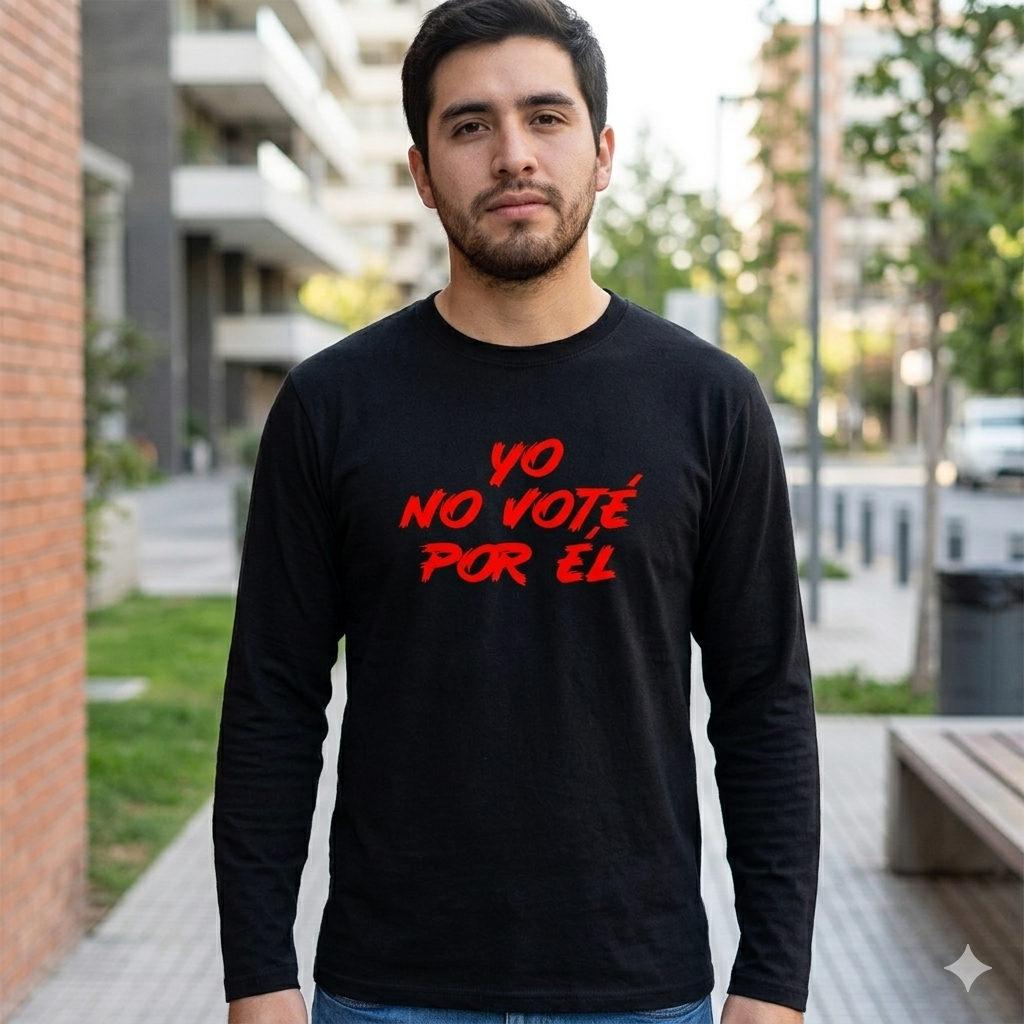 Polera Manga Larga Yo No Voté Por Él en rojo Estampada 100% Algodón-2