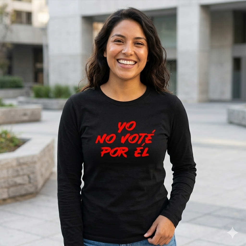 Polera Manga Larga Yo No Voté Por Él en rojo Estampada 100% Algodón-3