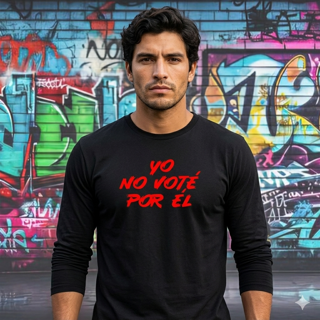 Polera Manga Larga Yo No Voté Por Él en rojo Estampada 100% Algodón-4
