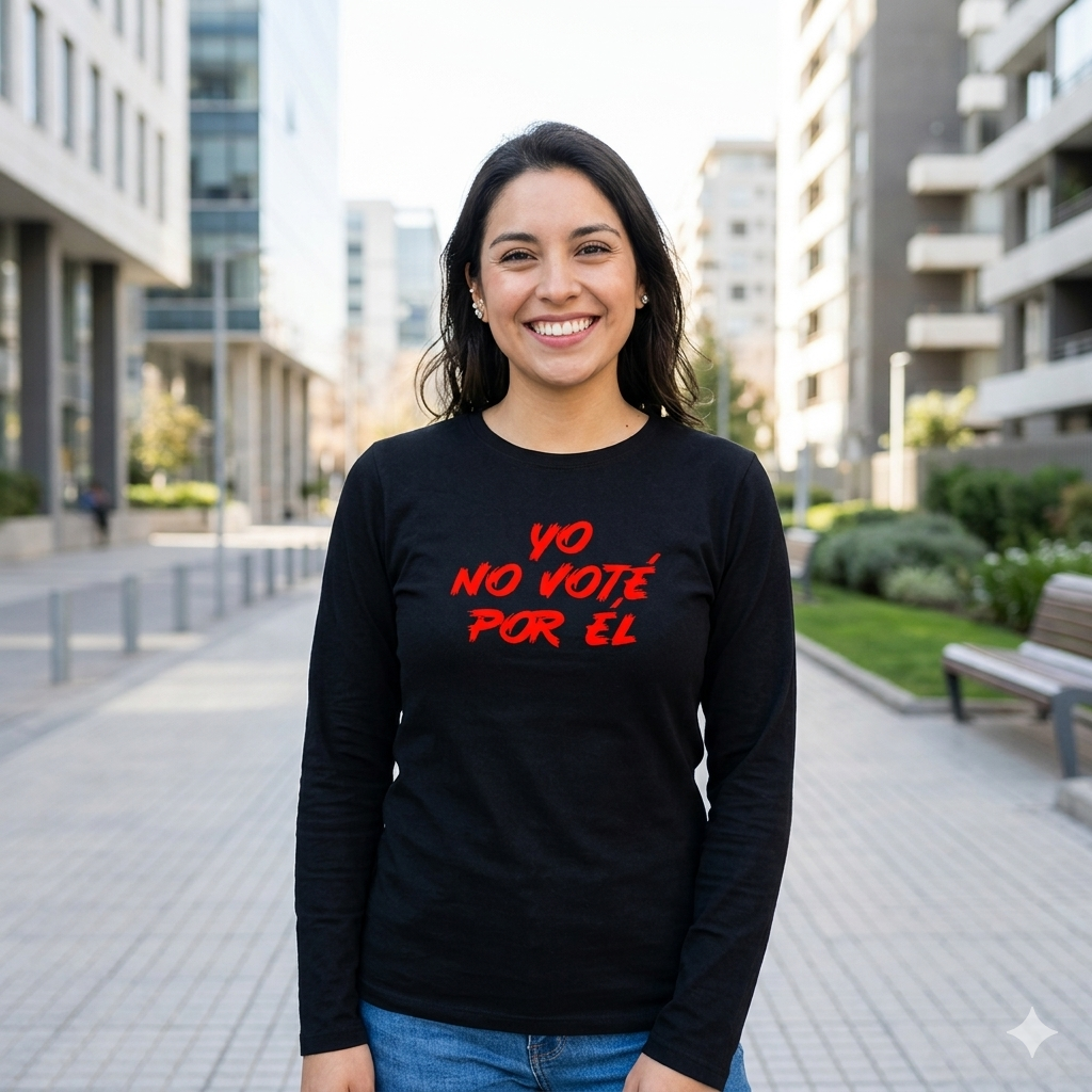 Polera Manga Larga Yo No Voté Por Él en rojo Estampada 100% Algodón-5
