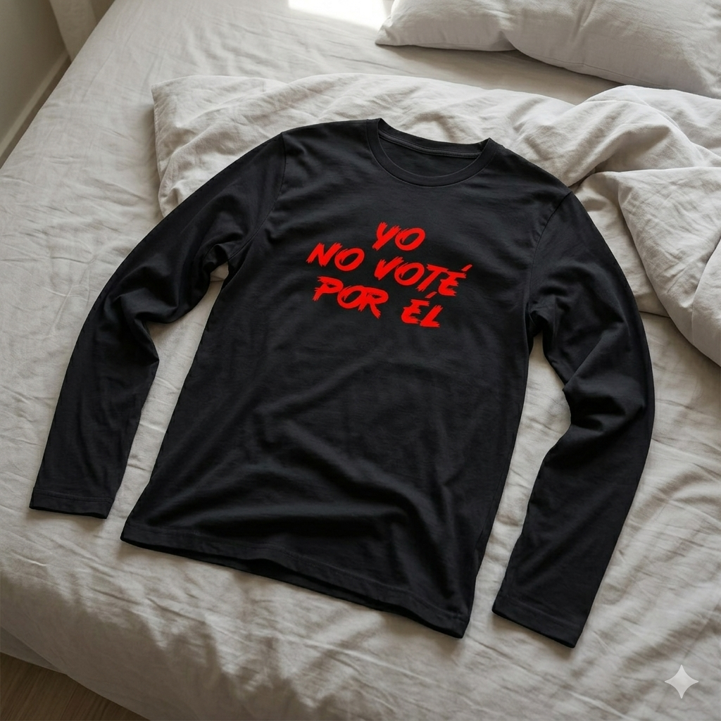 Polera Manga Larga Yo No Voté Por Él en rojo Estampada 100% Algodón-6