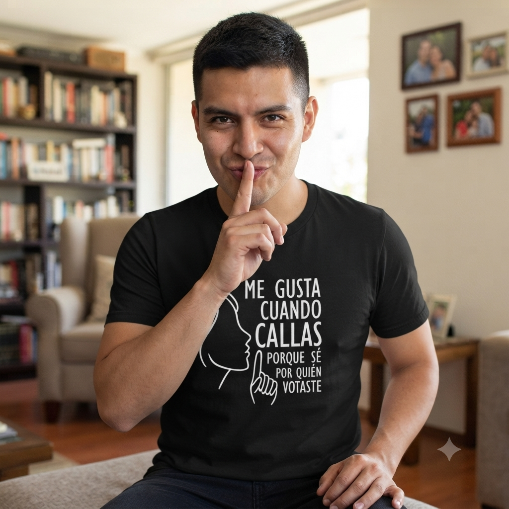 Polera Negra Me Gusta Cuando Callas.. Estampada 100% Algodón-2