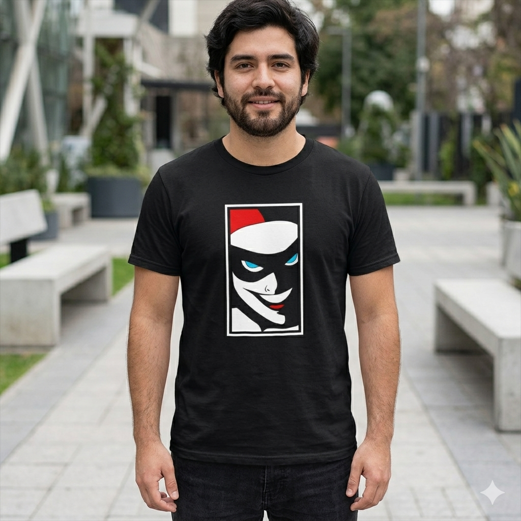 Polera Negra Harley Quinn from Batman Estampada 100% Algodón-2