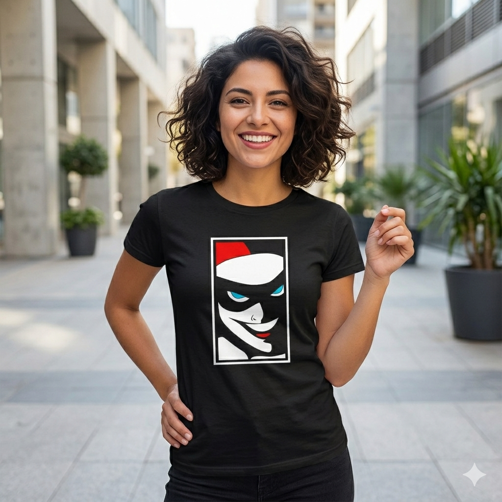 Polera Negra Harley Quinn from Batman Estampada 100% Algodón-5