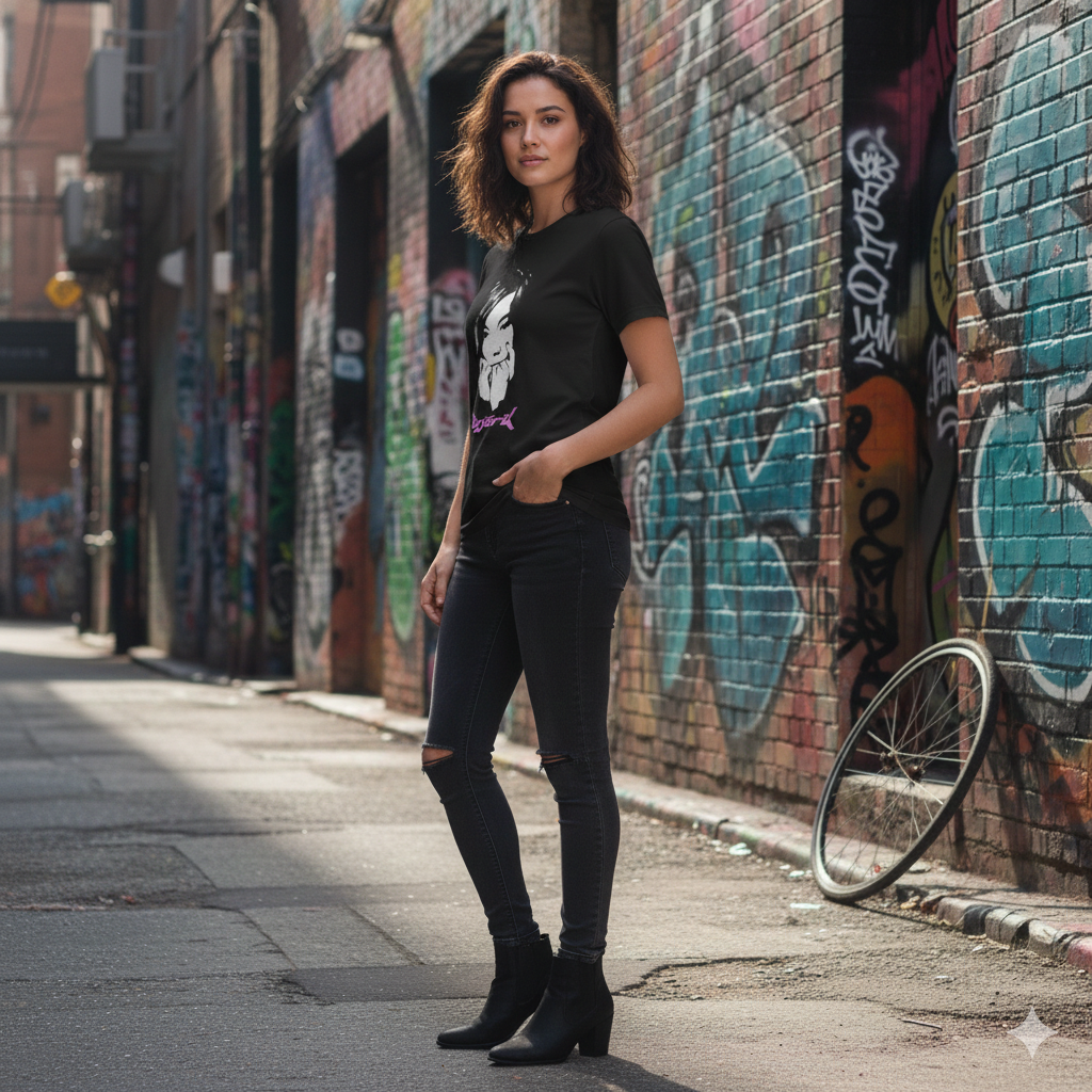 Polera Negra Bjork Estampada 100% Algodón Estilo Música-4