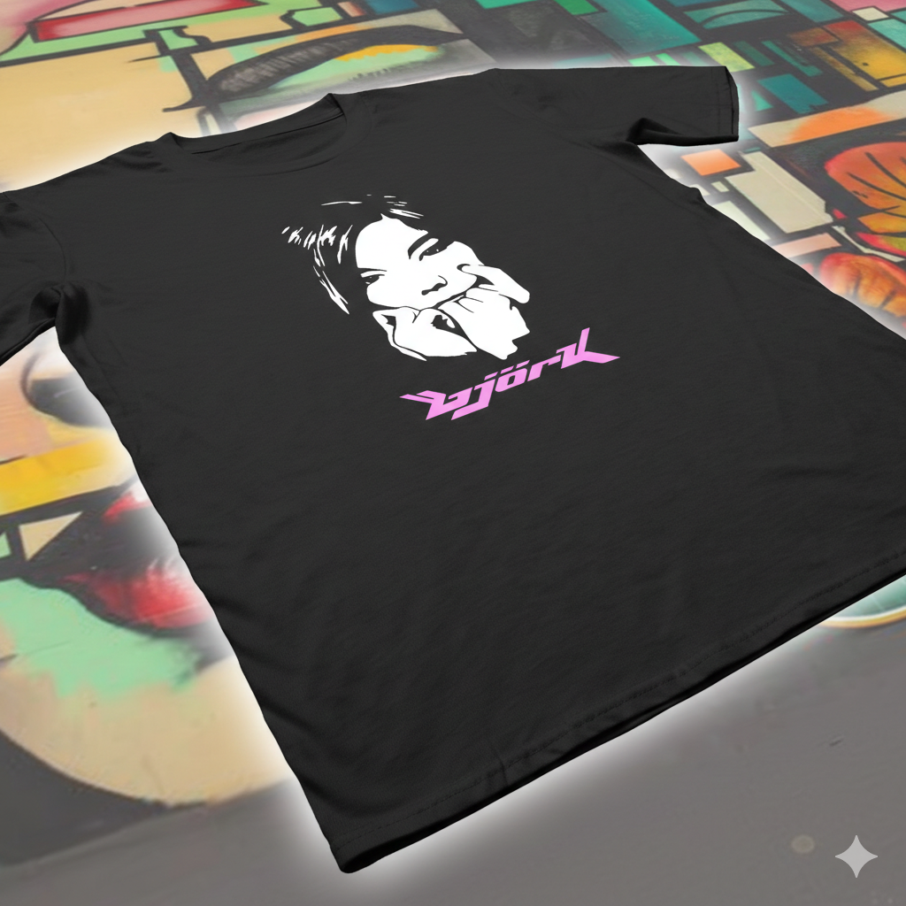 Polera Negra Bjork Estampada 100% Algodón Estilo Música-5