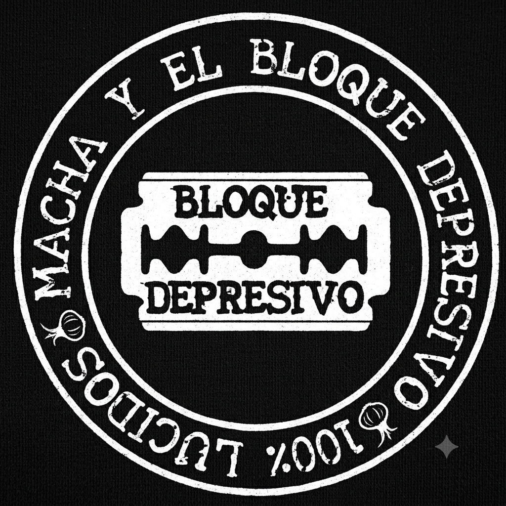Polerón Negro Macha y el Bloque Depresivo Estampado Estilo Porteño-1