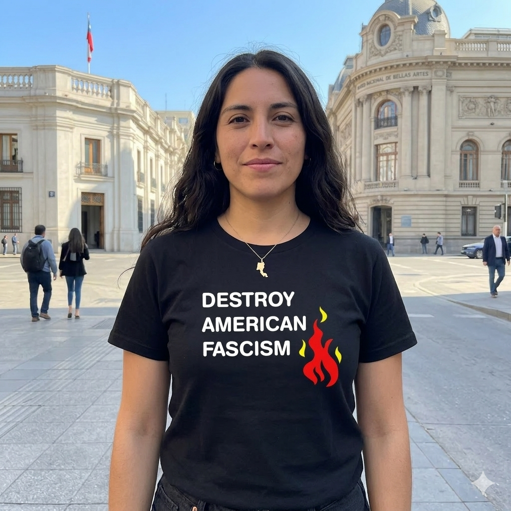 Polera Negra Destroy American Fascism Estampada 100% Algodón Estilo-3