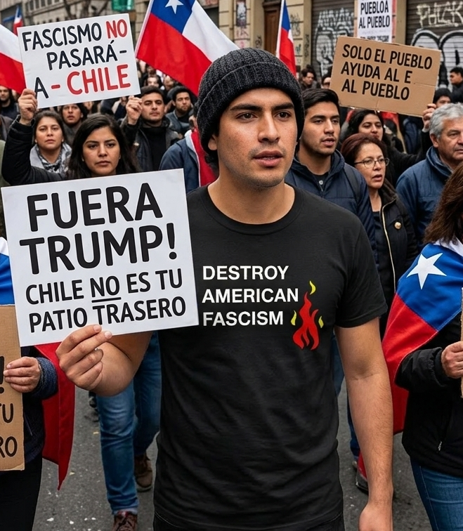 Polera Negra Destroy American Fascism Estampada 100% Algodón Estilo-4