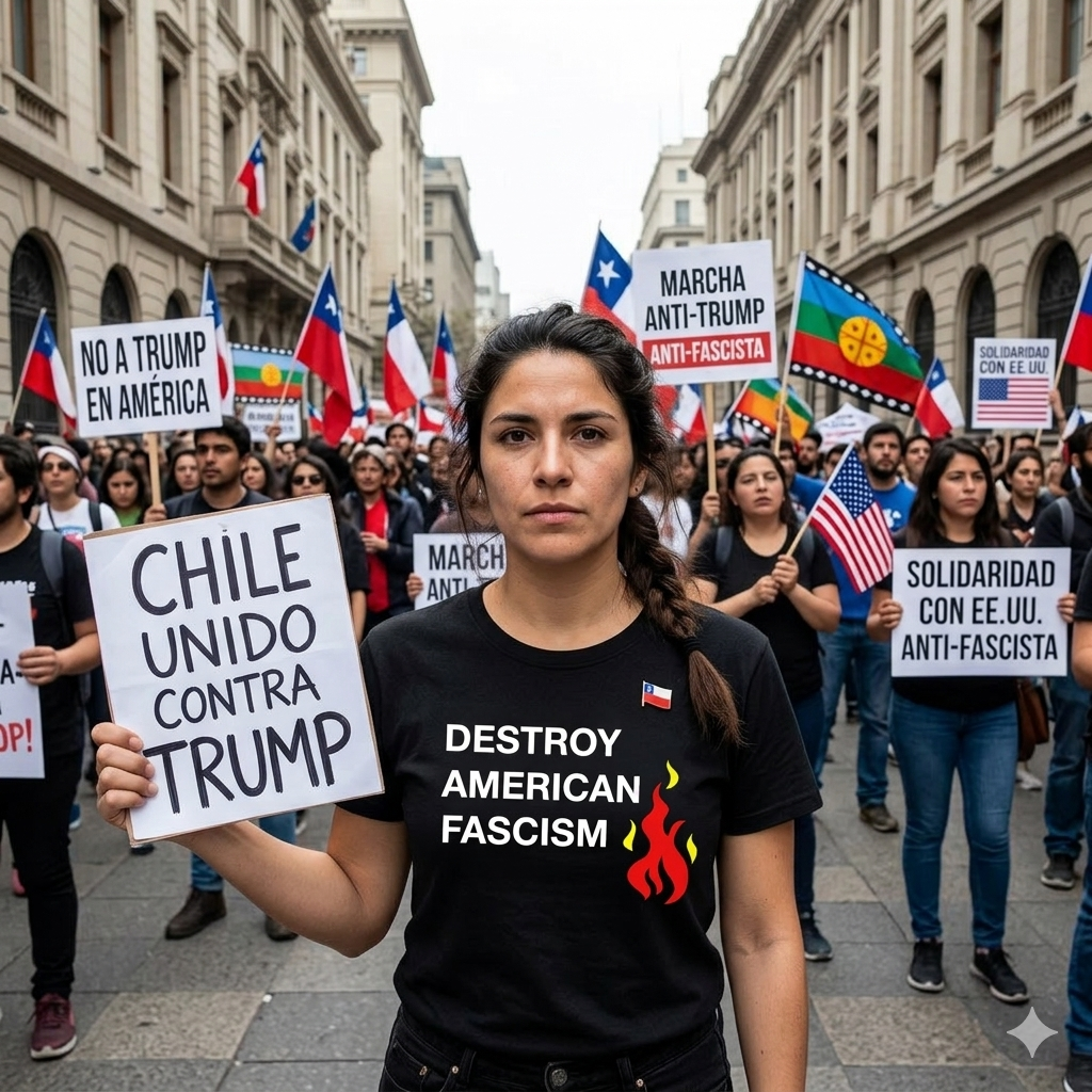 Polera Negra Destroy American Fascism Estampada 100% Algodón Estilo-5