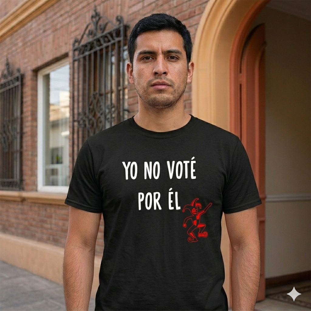 Polera Negra Yo No Voté Por Él Estampada bufón rojo 100% Algodón Estilo-2