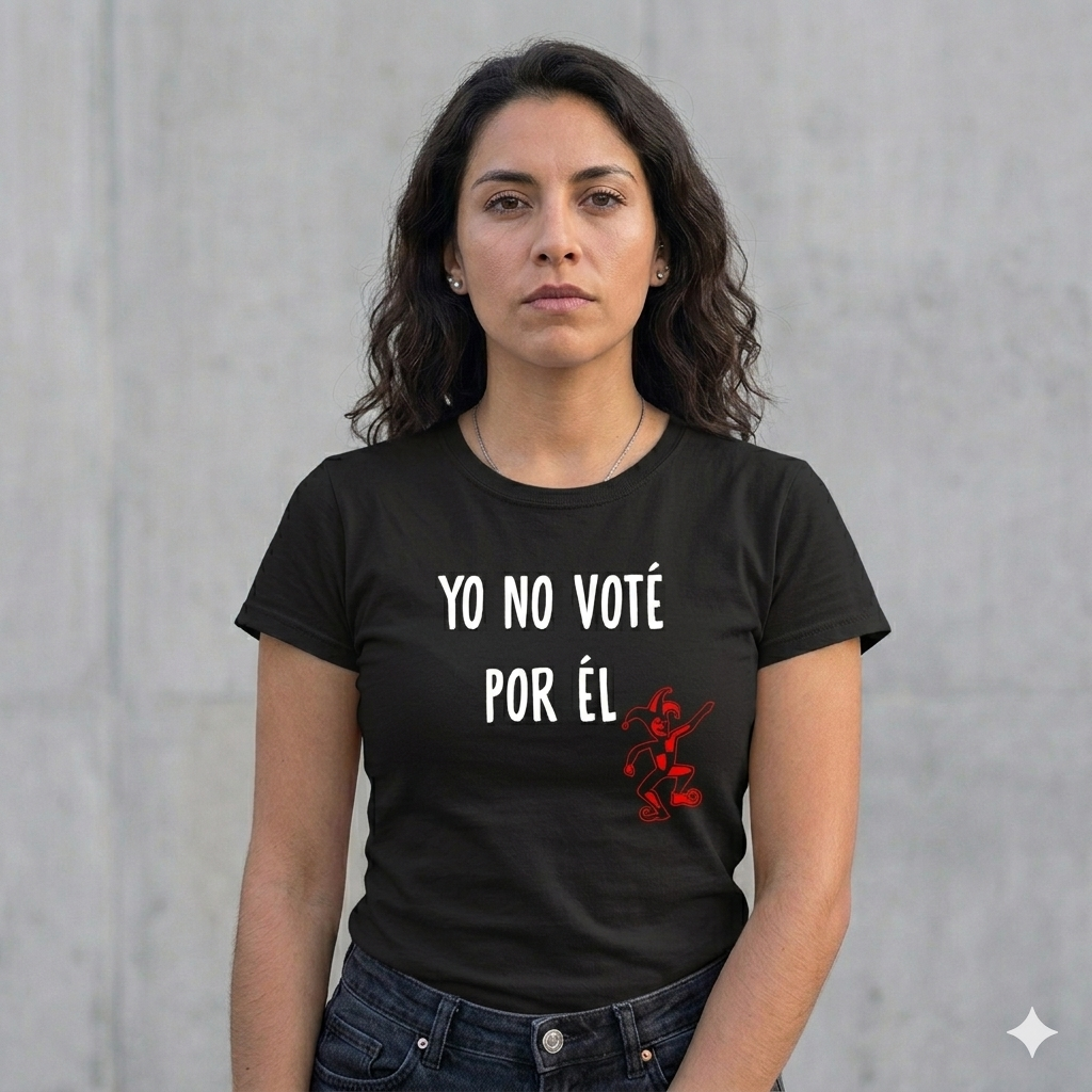 Polera Negra Yo No Voté Por Él Estampada bufón rojo 100% Algodón Estilo-3