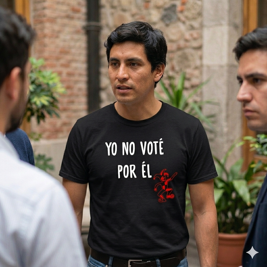Polera Negra Yo No Voté Por Él Estampada bufón rojo 100% Algodón Estilo-4