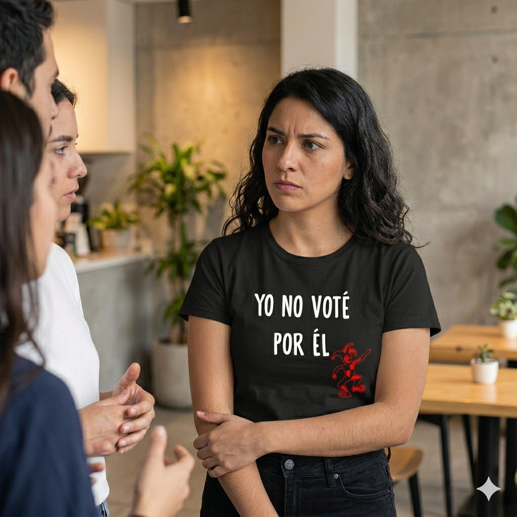 Polera Negra Yo No Voté Por Él Estampada bufón rojo 100% Algodón Estilo-5