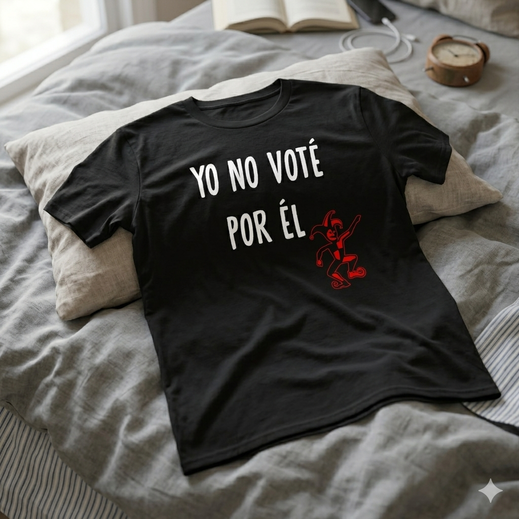 Polera Negra Yo No Voté Por Él Estampada bufón rojo 100% Algodón Estilo-6