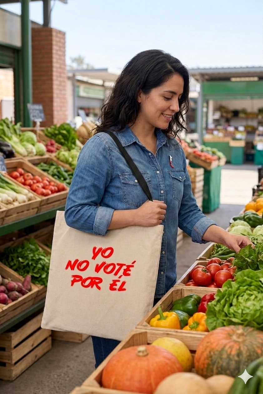 Tote Bag Asas Negras Yo No Voté Por Él en rojo Estampado 38x42 Cm Algodón-3