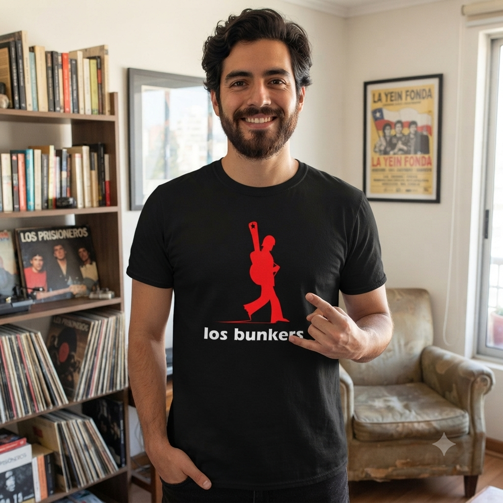 Polera Negra Los Bunkers Estampada 100% Algodón Estilo Rock-2