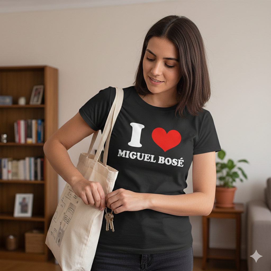 Polera Negra I Love Miguel Bosé Estampada 100% Algodón-4
