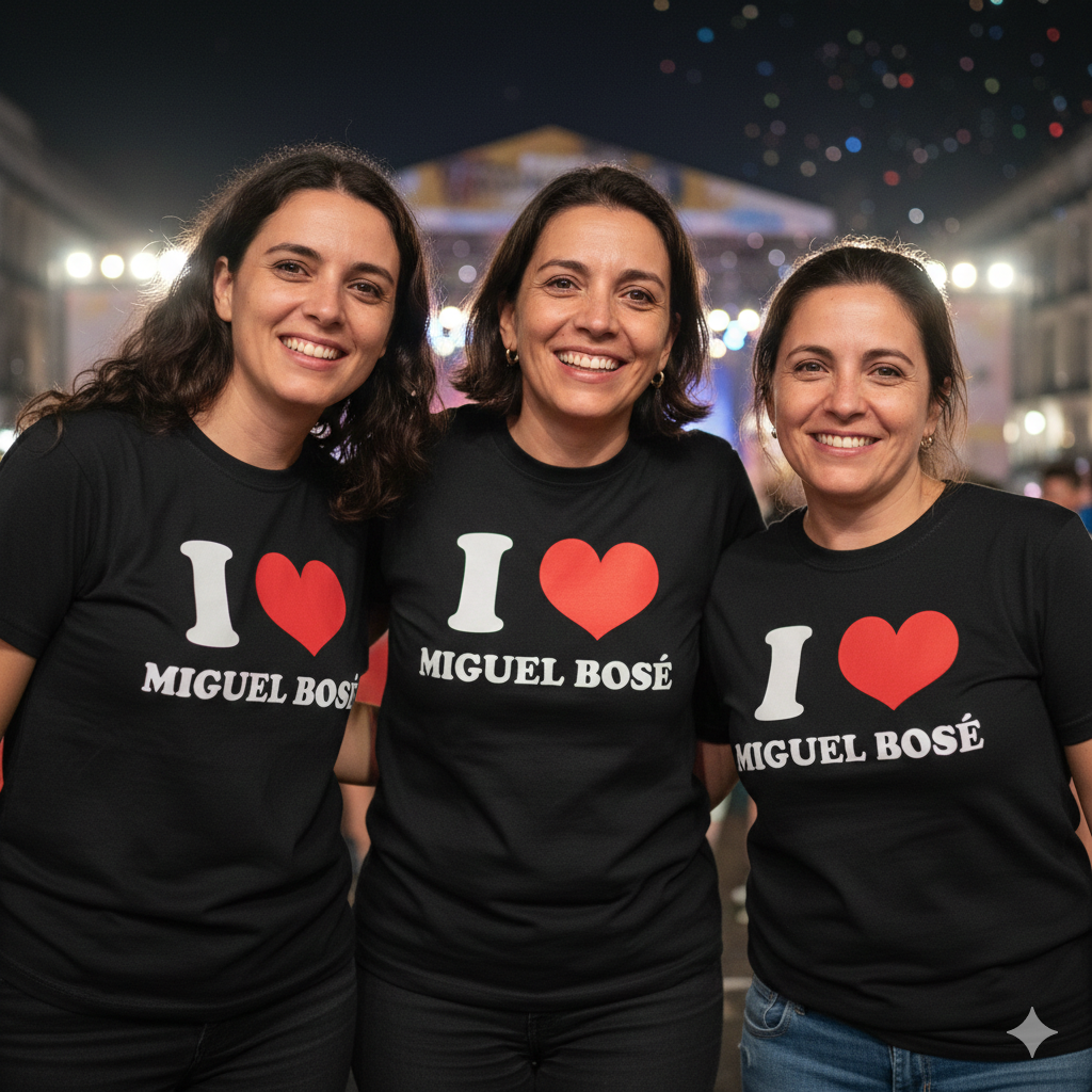 Polera Negra I Love Miguel Bosé Estampada 100% Algodón-5