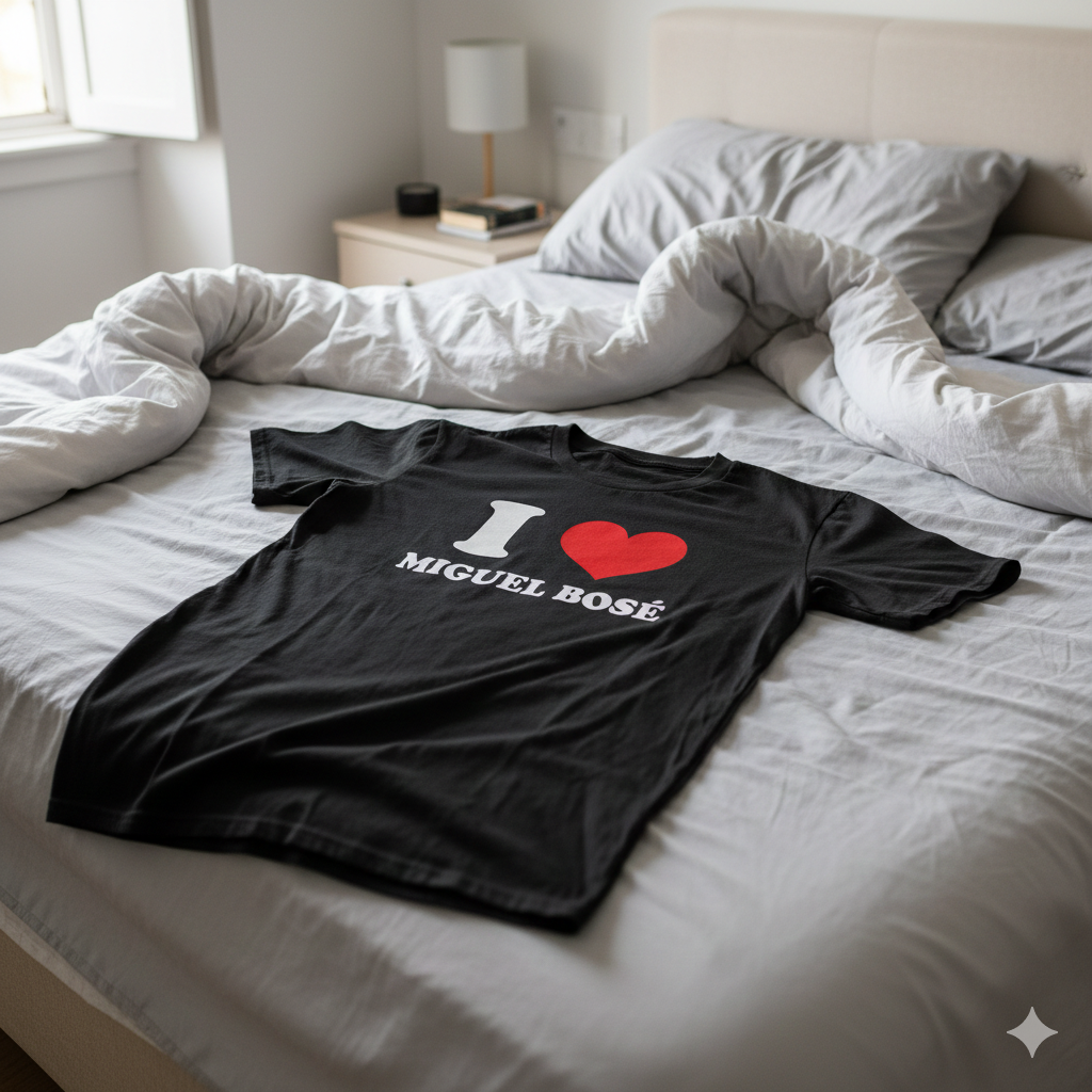 Polera Negra I Love Miguel Bosé Estampada 100% Algodón-6