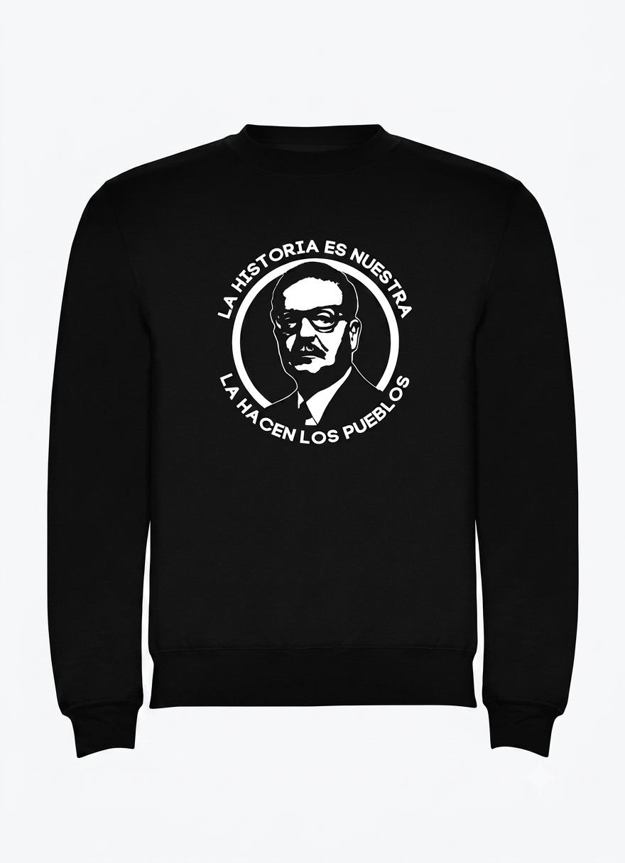 Polerón Negro Salvador Allende Estampado Estilo Presente!-0