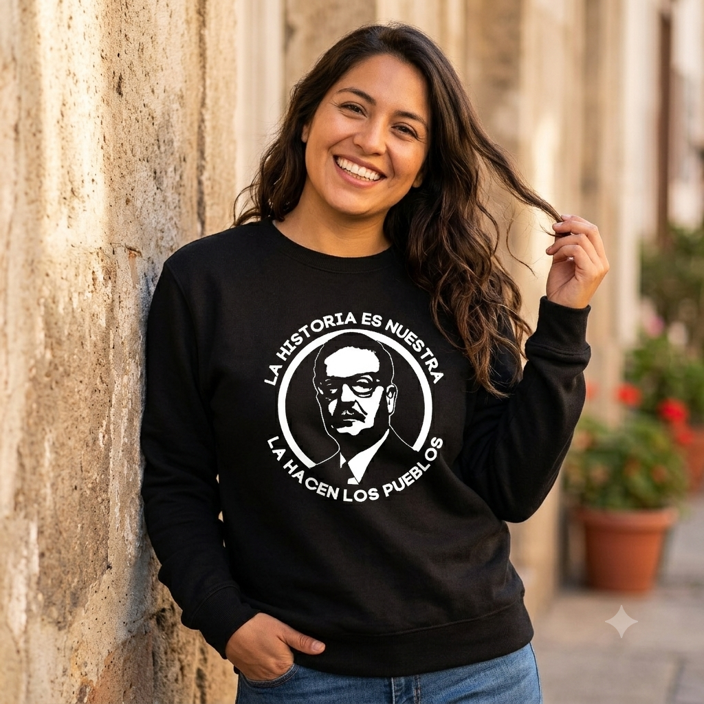 Polerón Negro Salvador Allende Estampado Estilo Presente!-3