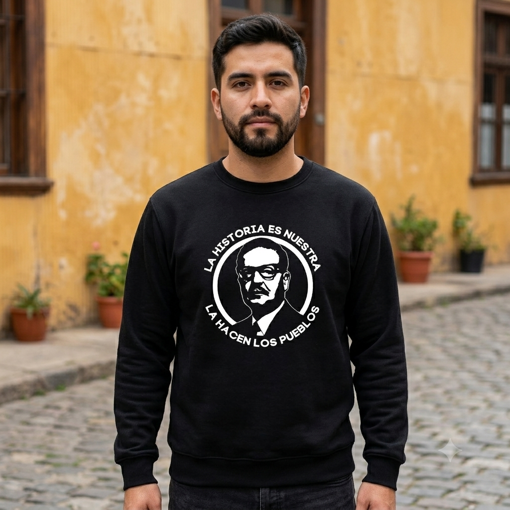 Polerón Negro Salvador Allende Estampado Estilo Presente!-4