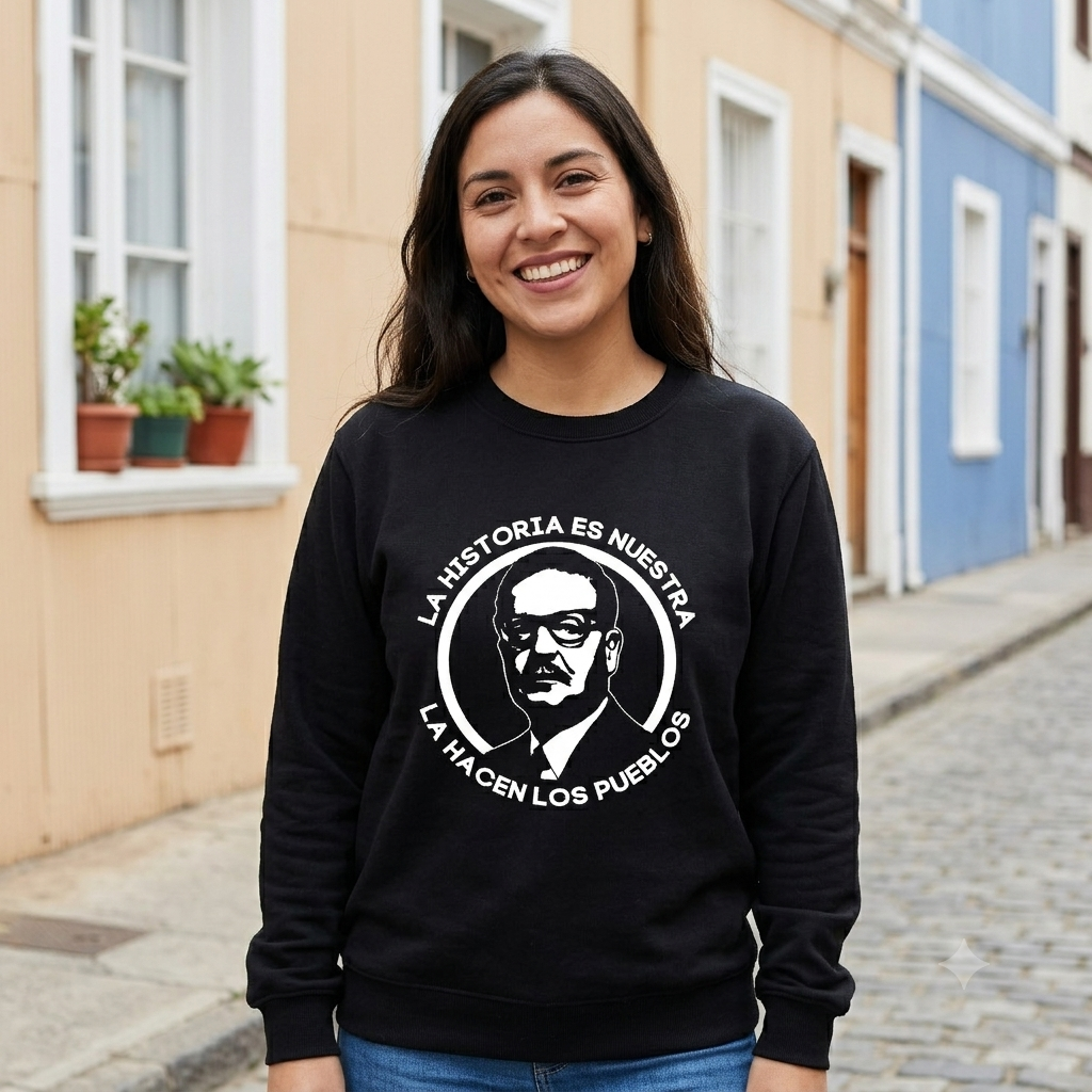 Polerón Negro Salvador Allende Estampado Estilo Presente!-5