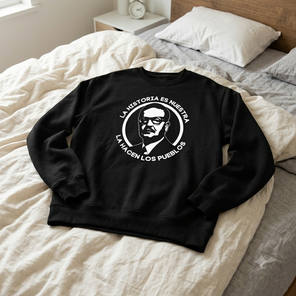 Polerón Negro Salvador Allende Estampado Estilo Presente!-6