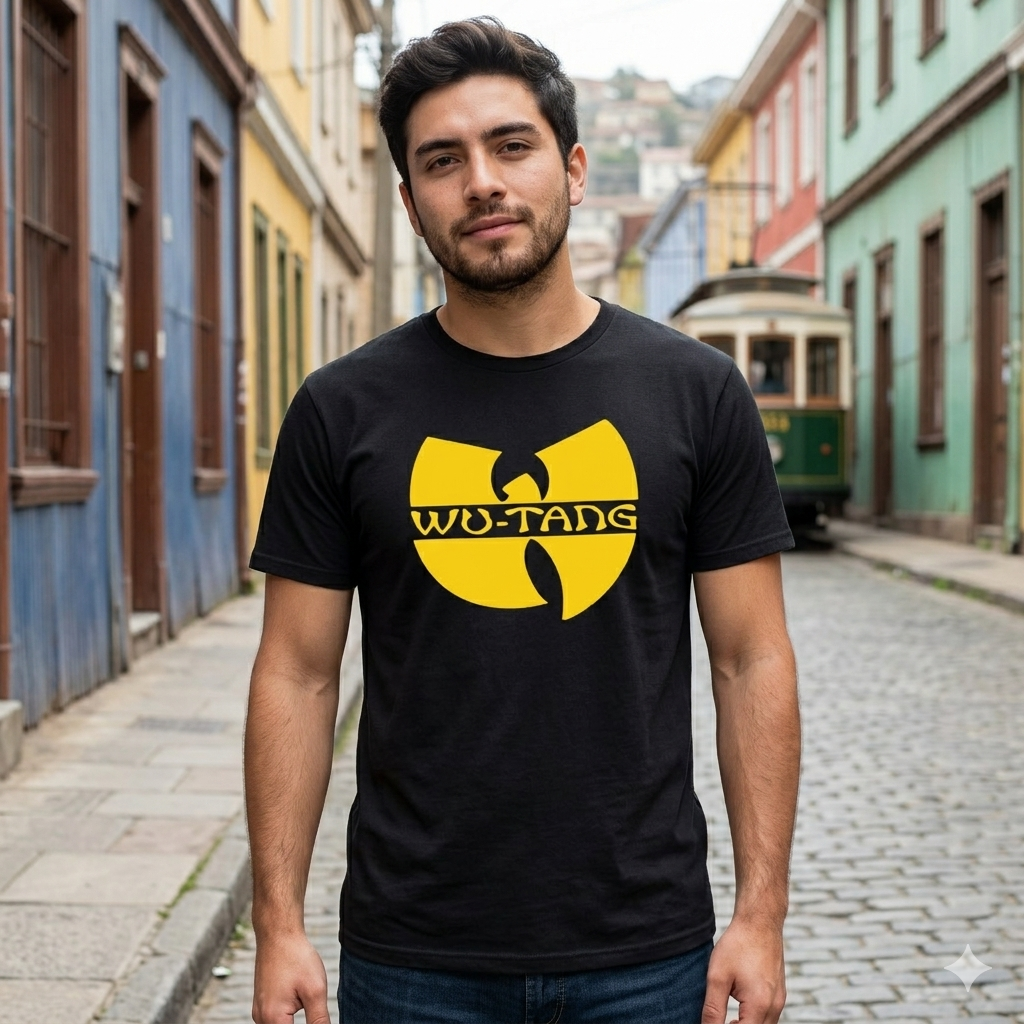 Polera Negra Wu-Tang Clan Estampada 100% Algodón Estilo Hip Hop-4