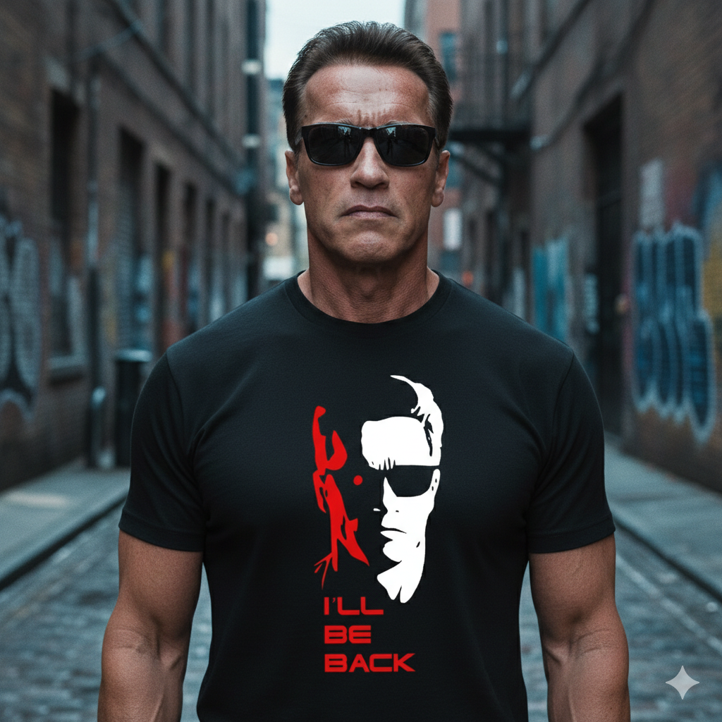 Polera Negra Terminator I'll Be Back Estampada 100% Algodón Estilo Películas-2