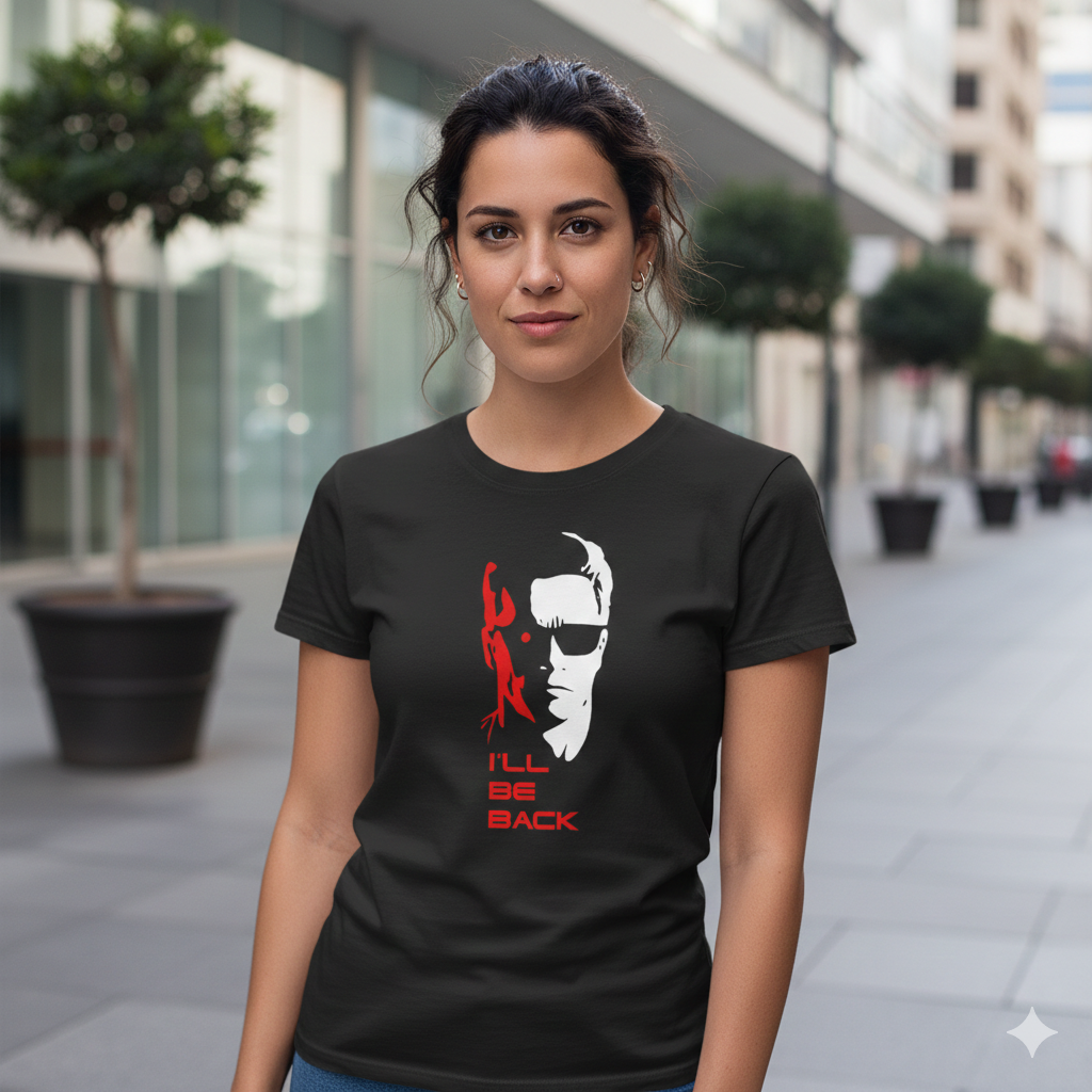 Polera Negra Terminator I'll Be Back Estampada 100% Algodón Estilo Películas-3