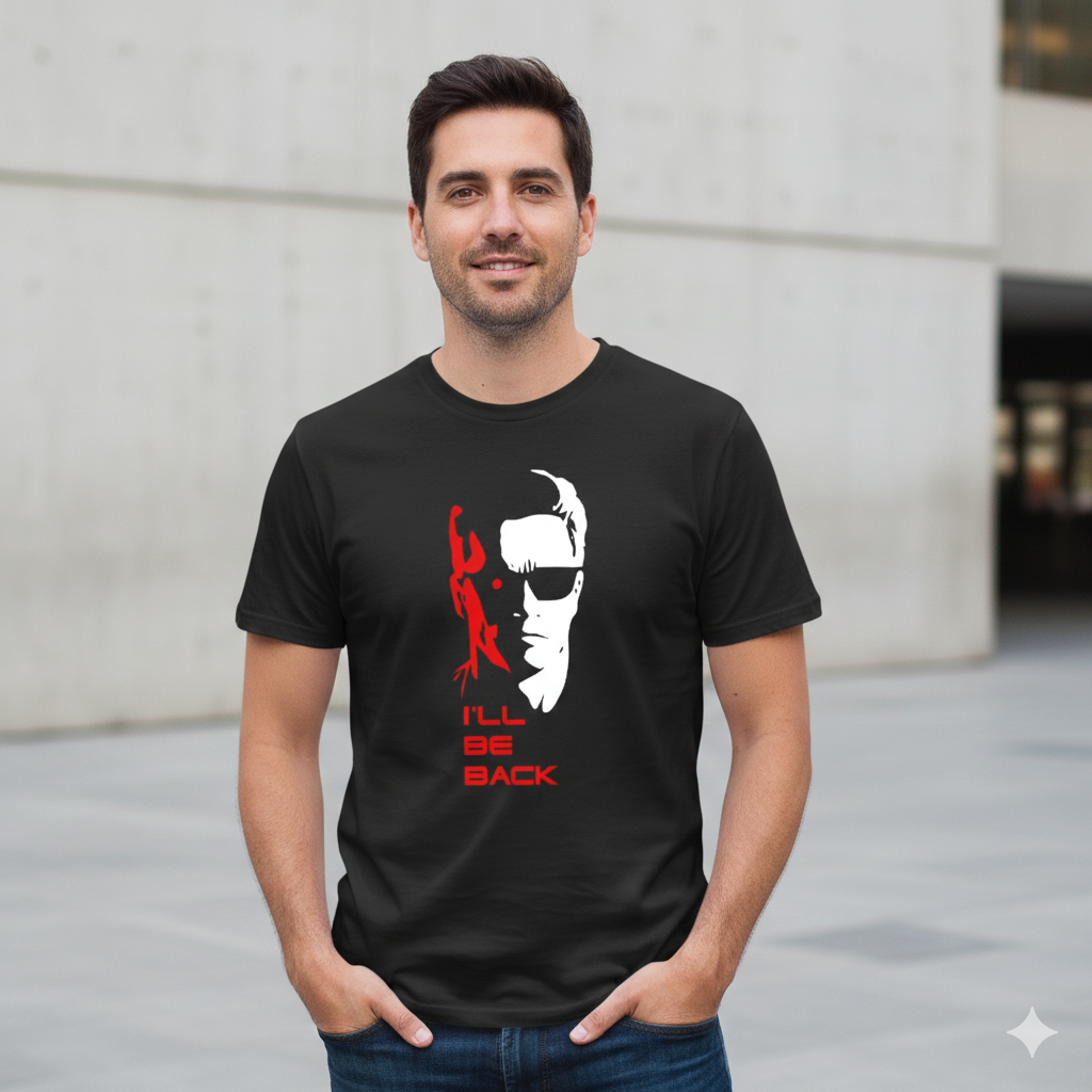 Polera Negra Terminator I'll Be Back Estampada 100% Algodón Estilo Películas-4