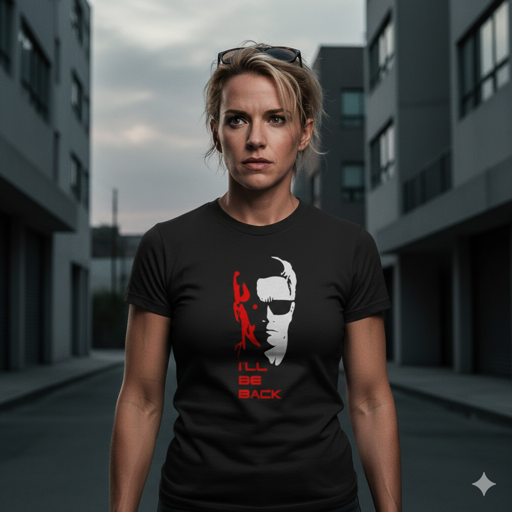 Polera Negra Terminator I'll Be Back Estampada 100% Algodón Estilo Películas-5