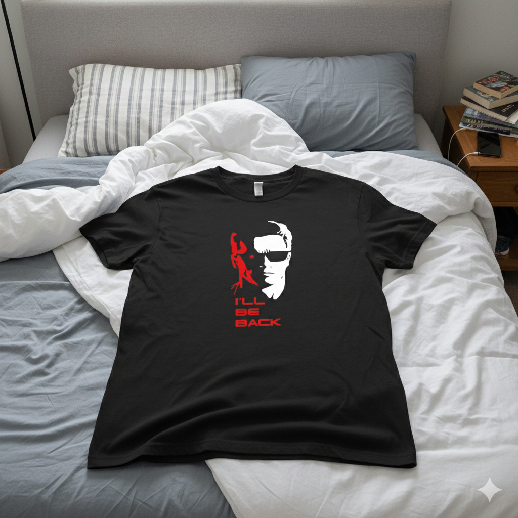 Polera Negra Terminator I'll Be Back Estampada 100% Algodón Estilo Películas-6