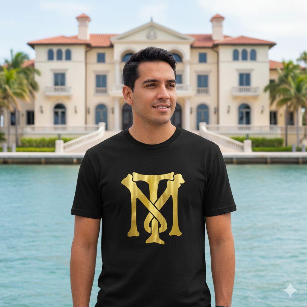 Polera Negra Scarface Tony Montana Logo en Dorado Estampada 100% Algodón Estilo Películas-2