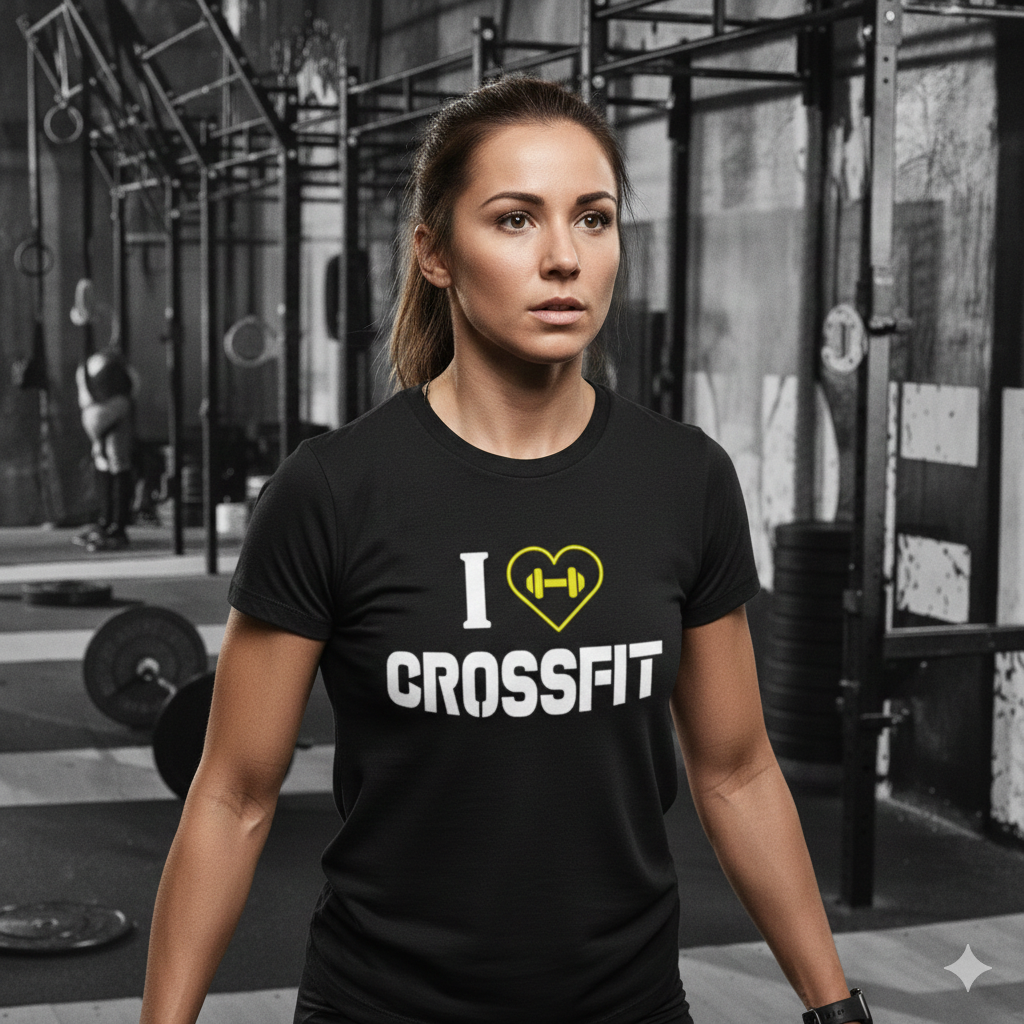 Polera Negra I Love Crossfit Estampada 100% Algodón estilo entrenamiento-2