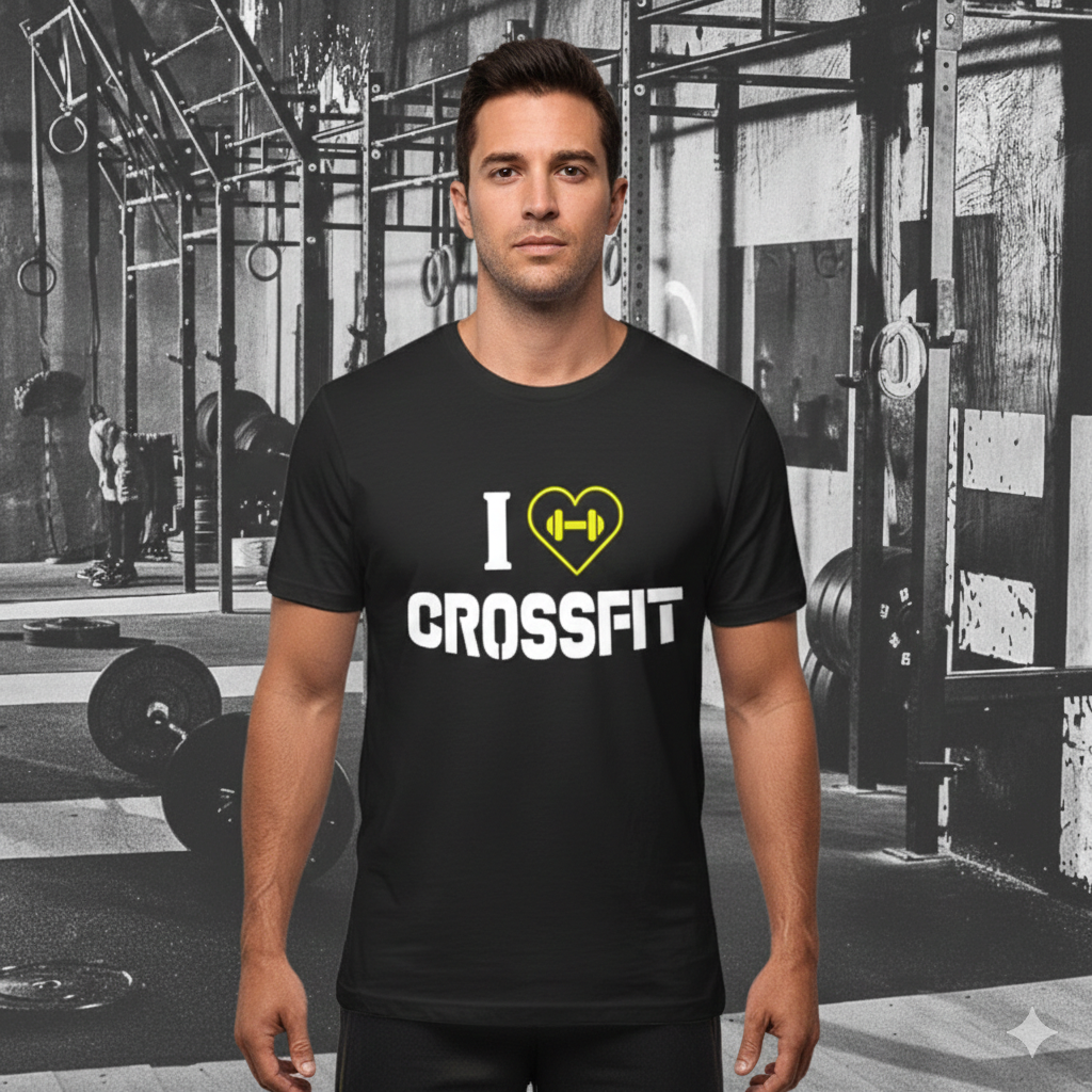 Polera Negra I Love Crossfit Estampada 100% Algodón estilo entrenamiento-3