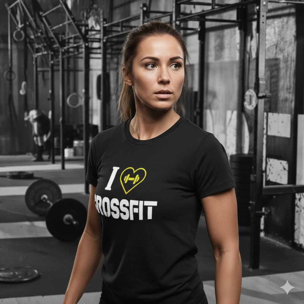 Polera Negra I Love Crossfit Estampada 100% Algodón estilo entrenamiento-4