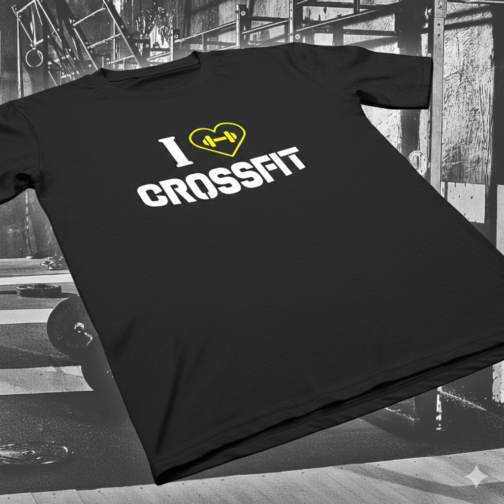Polera Negra I Love Crossfit Estampada 100% Algodón estilo entrenamiento-5