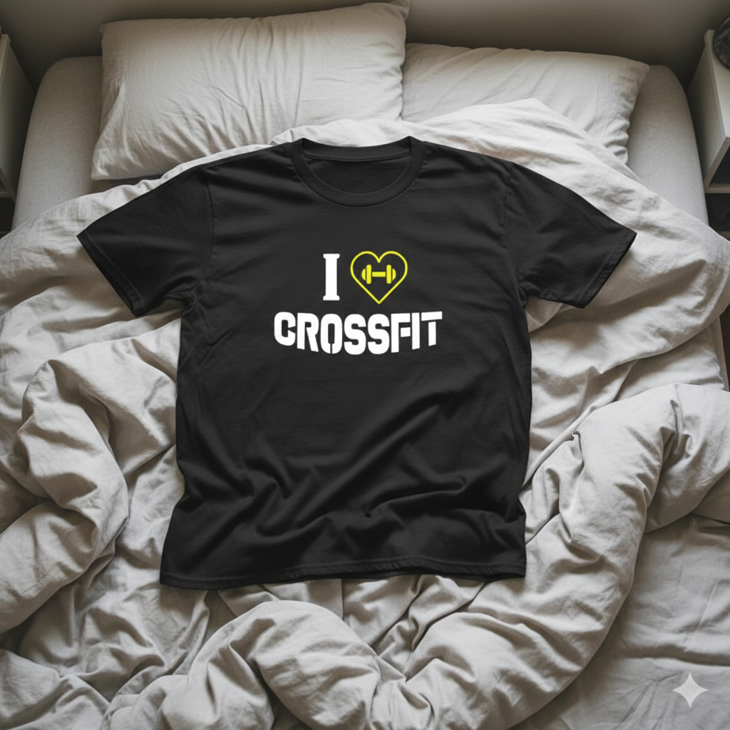 Polera Negra I Love Crossfit Estampada 100% Algodón estilo entrenamiento-6