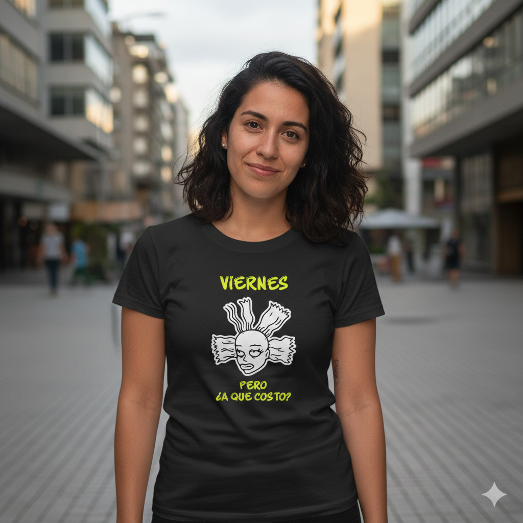 Polera Negra Viernes Pero A Que Costo Estampada 100% Algodón Estilo Puro-2