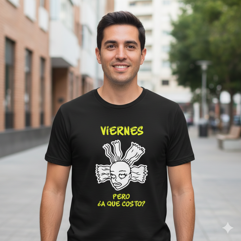 Polera Negra Viernes Pero A Que Costo Estampada 100% Algodón Estilo Puro-3